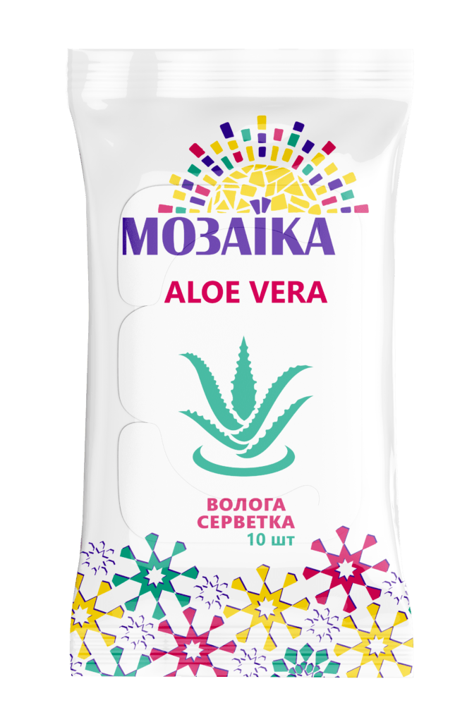 Серветки вологі "Мозаїка" Алоє вера, 10 шт./уп.