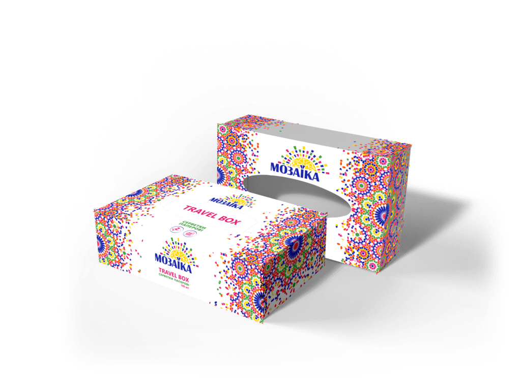 Серветки паперові "Мозаїка" в коробці, 100 шт.