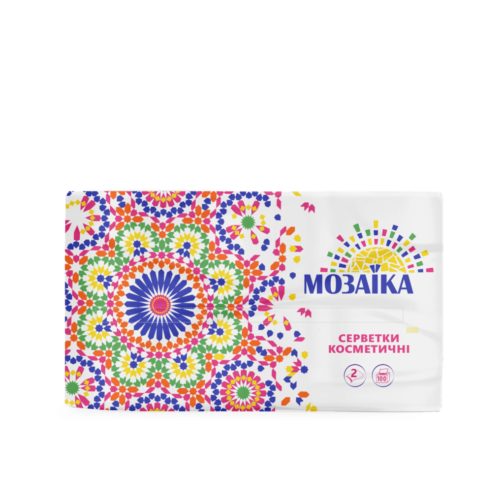 Серветки паперові "Мозаїка" у плівці, 100 шт.