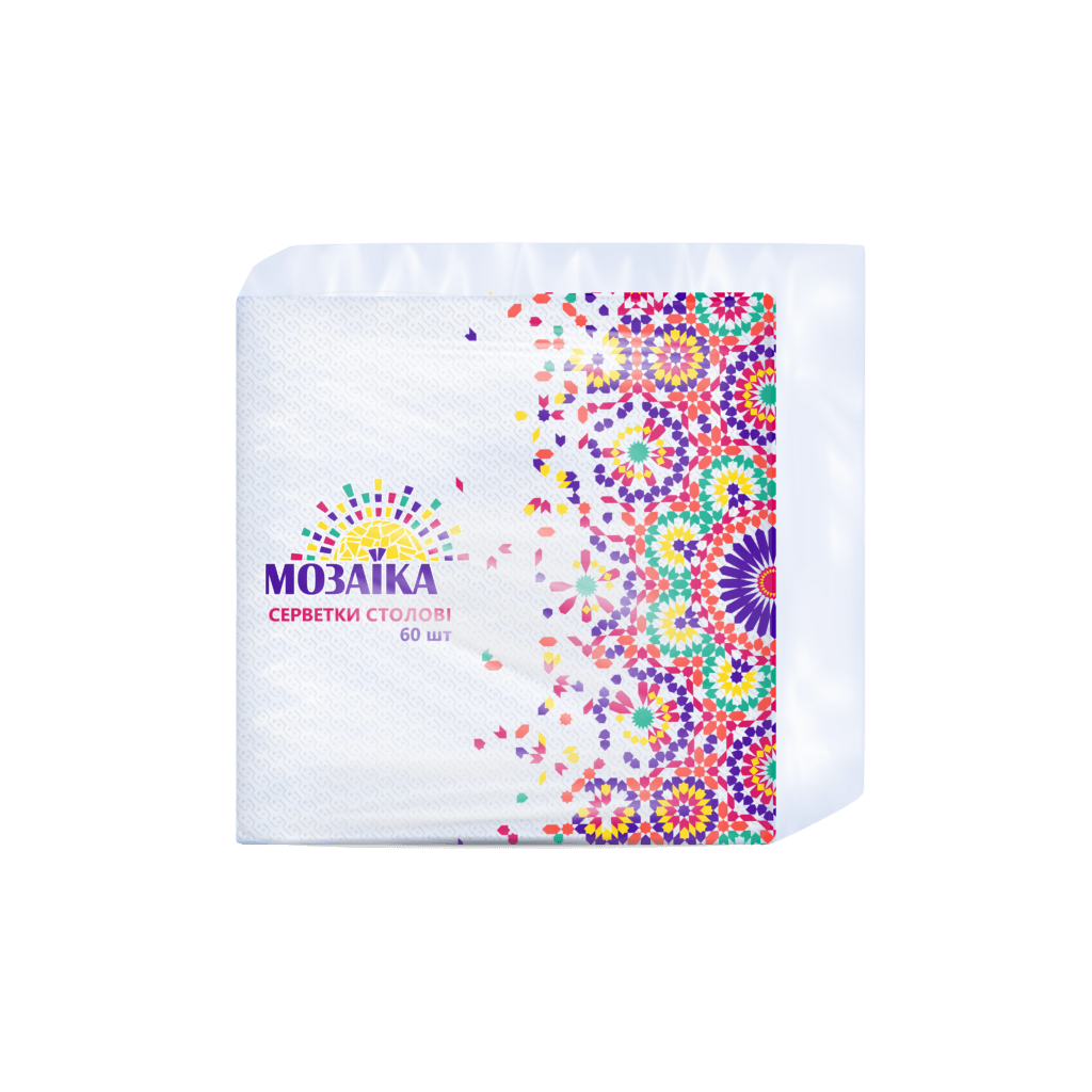 Серветки столові "Мозаїка" одношарові, 60 шт./уп.