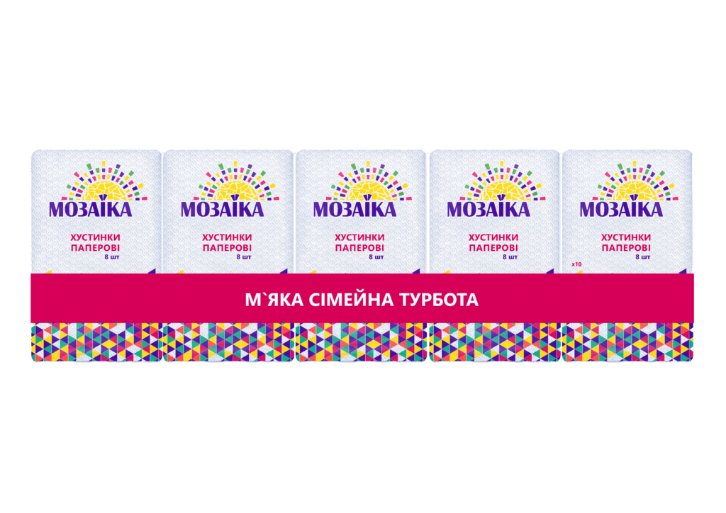 Хустинки носові "Мозаїка" двошарові, 8х10 шт.