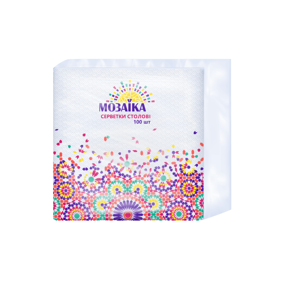 Серветки столові "Мозаїка" білі, 100 шт./уп.