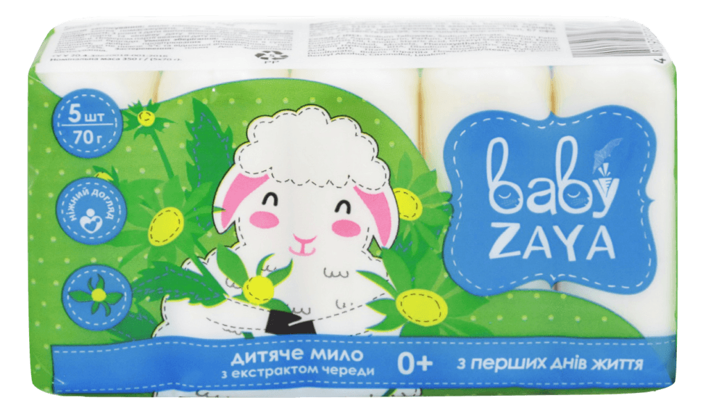 Мило туалетне дитяче тверде "Baby Zaya" з екстрактом череди, 350 г.